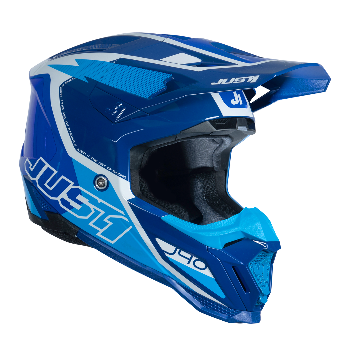Just1 J40 Motocross Helmet Flash White Blue