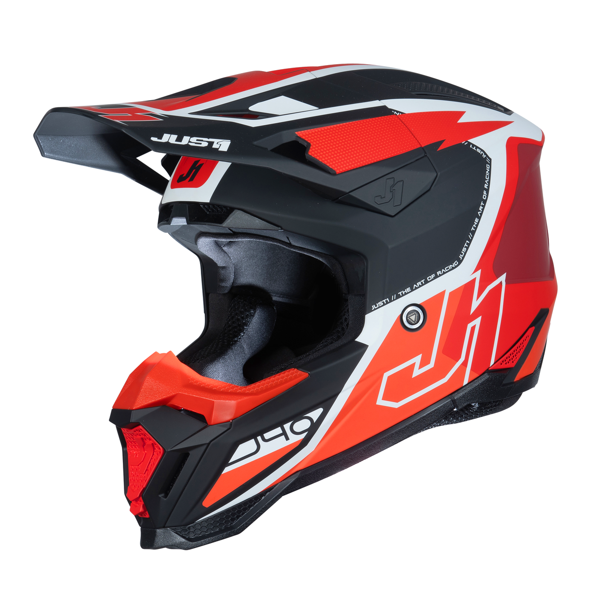 Just1 J40 Motocross Helmet Flash Red White Black