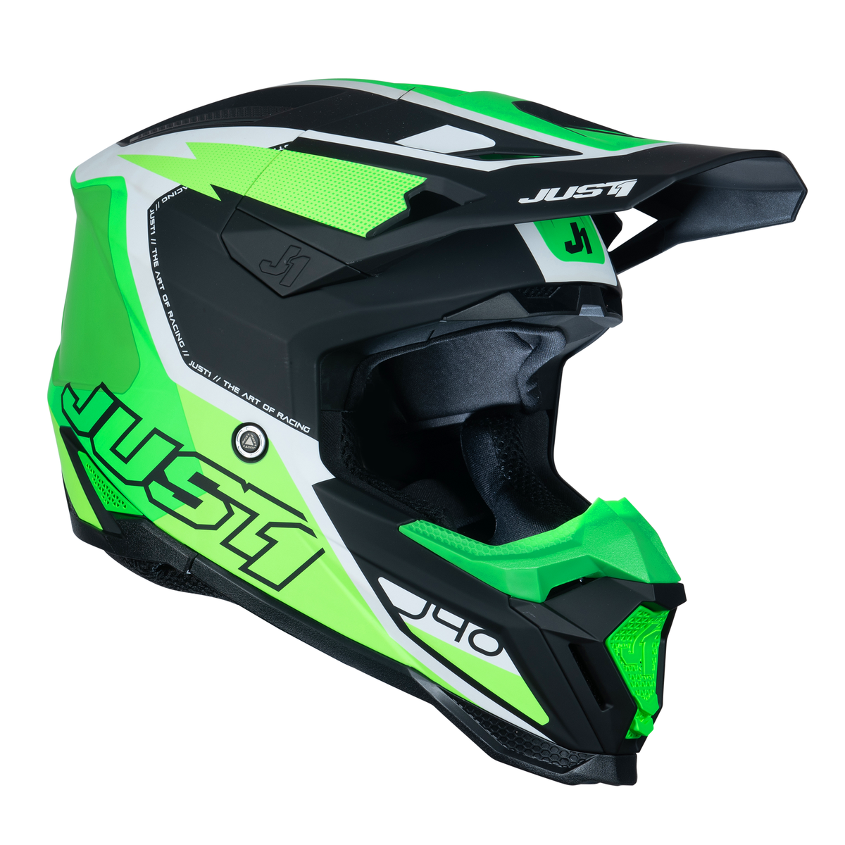 Just1 J40 Motocross Helmet Flash Fluo Green White Black