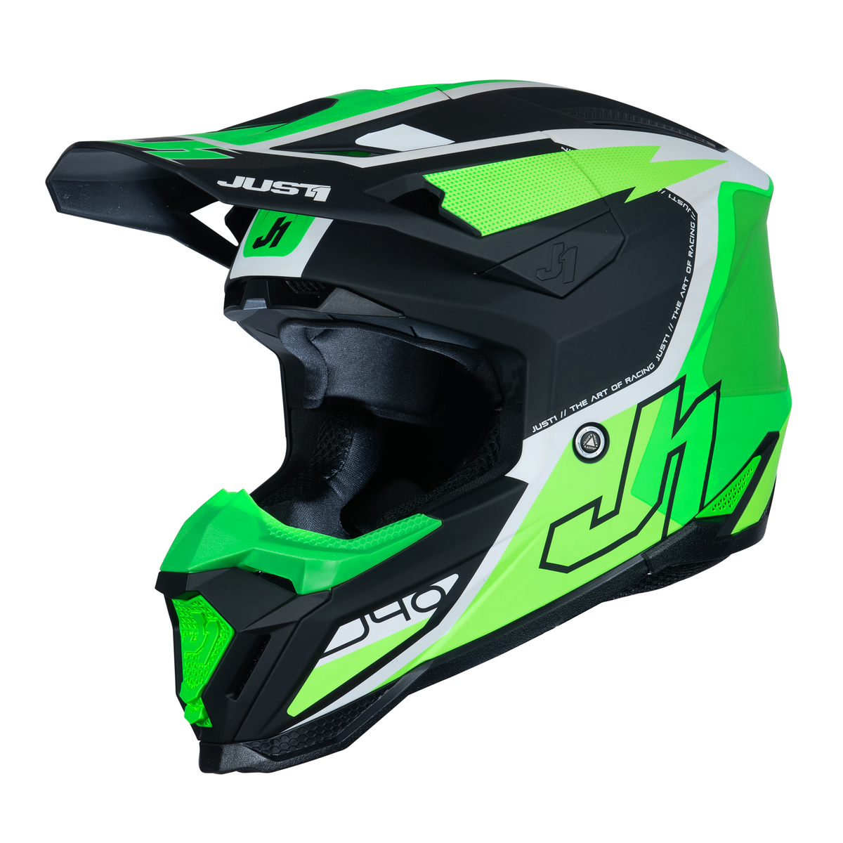 Just1 J40 Motocross Helmet Flash Fluo Green White Black