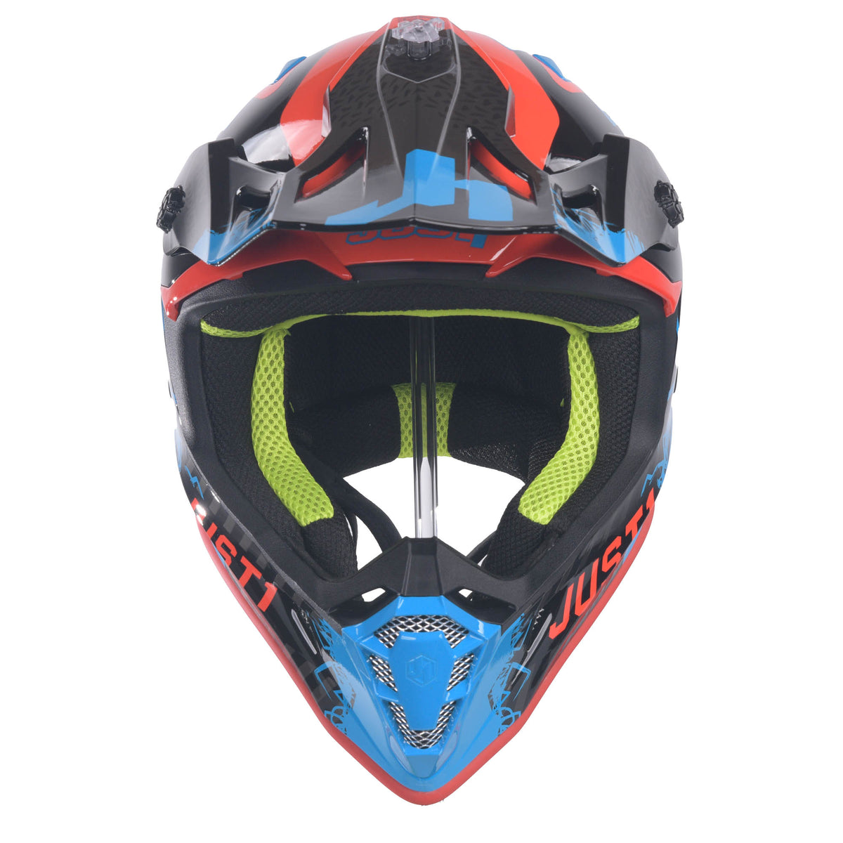 Just1 J38 Motocross MX Motorbike Helmet Mask Blue/Red/Black Gloss