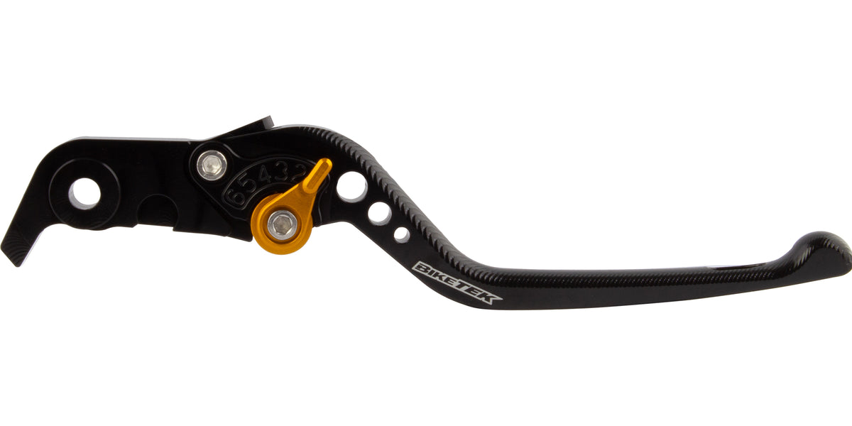 BikeTek Adjustable CNC Brake Lever Long - Black / Gold Adjuster - #B76