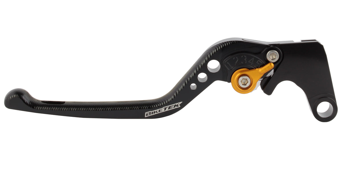 BikeTek Adjustable CNC Clutch Lever Short - Black / Gold Adjuster - #C83S