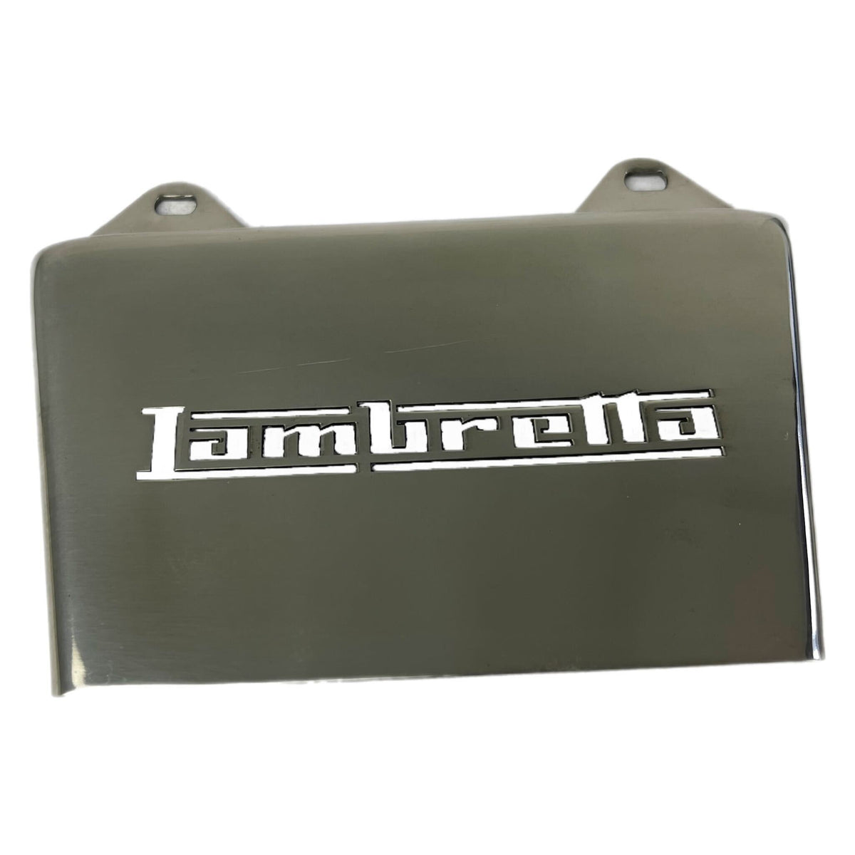 Lambretta Series 1-3 Li GP SX TV 'Lambretta' Laser Cut Rear Mudflap - Polished Stainless Steel