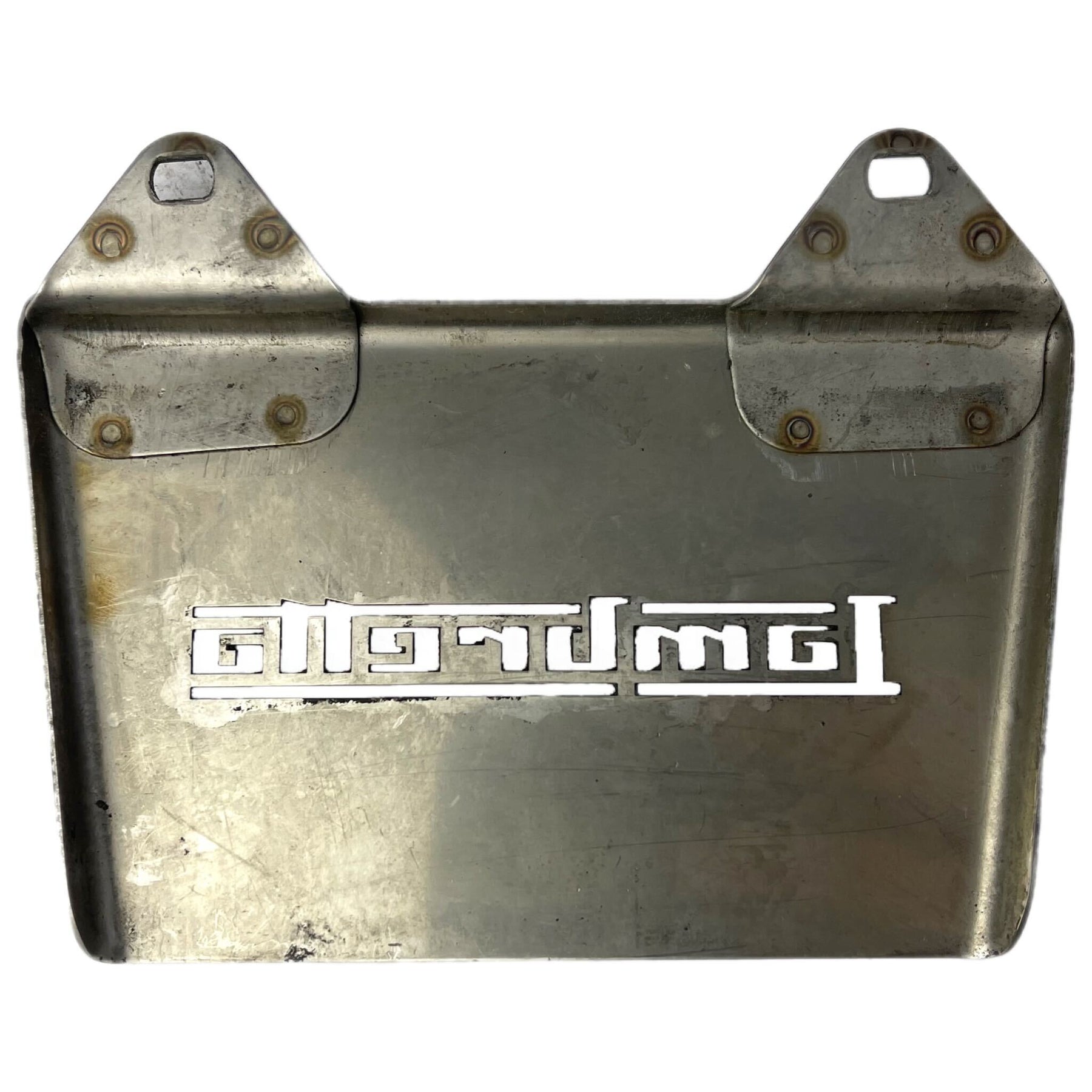 Lambretta Series 1-3 Li GP SX TV 'Lambretta' Laser Cut Rear Mudflap - Polished Stainless Steel