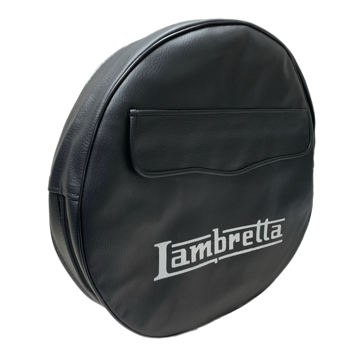 Lambretta Series 1 2 3 Li GP SX TV 10" Spare Wheel Cover - Black with White Logo And Pouch