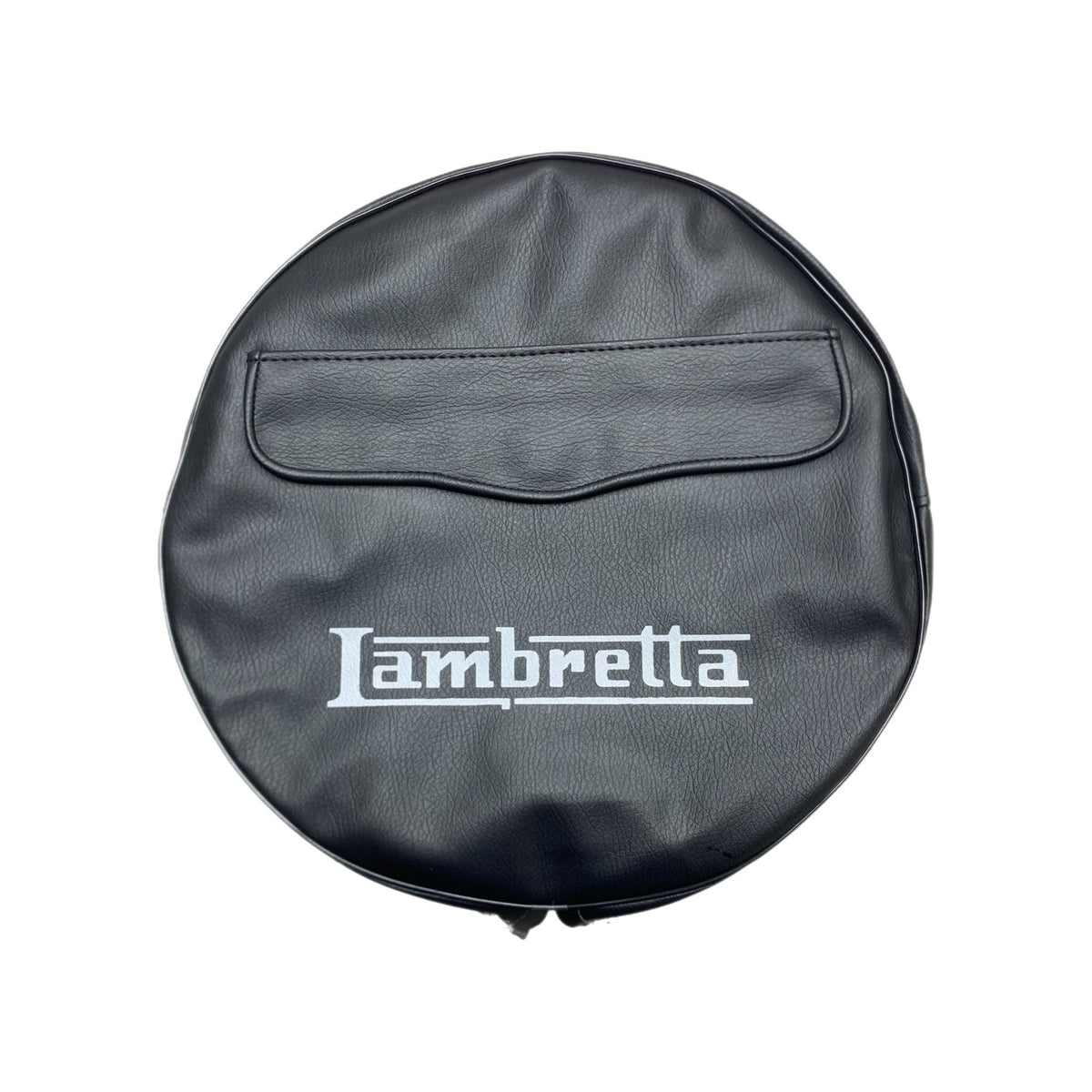 Lambretta Series 1 2 3 Li GP SX TV 10" Spare Wheel Cover - Black with White Logo And Pouch