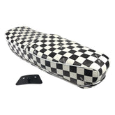 Lambretta Series 1 2 3 Li GP SX TV Pegasus Style Seat - Black & White Chequered With Stainless Steel Trim