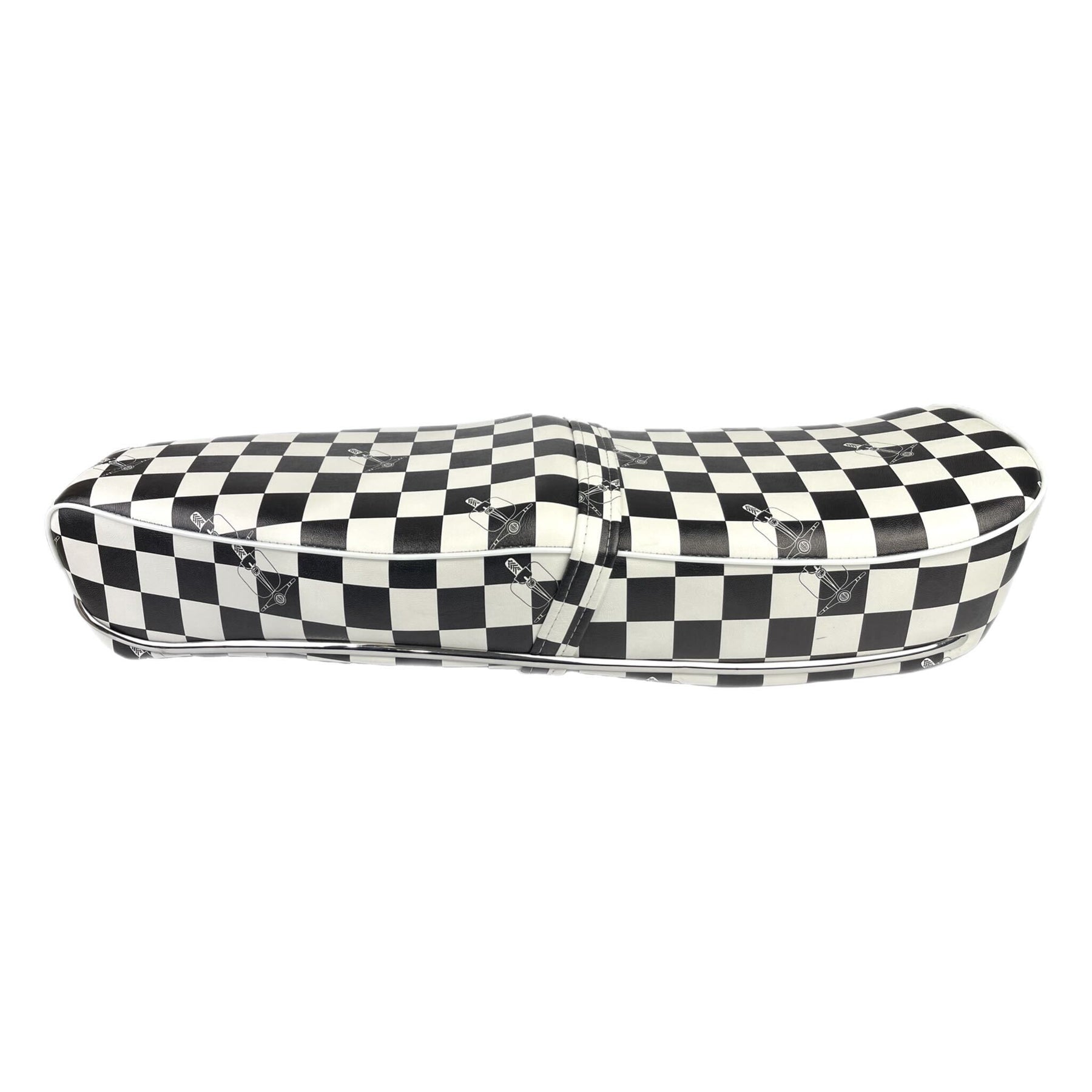 Lambretta Series 1 2 3 Li GP SX TV Pegasus Style Seat - Black & White Chequered With Stainless Steel Trim