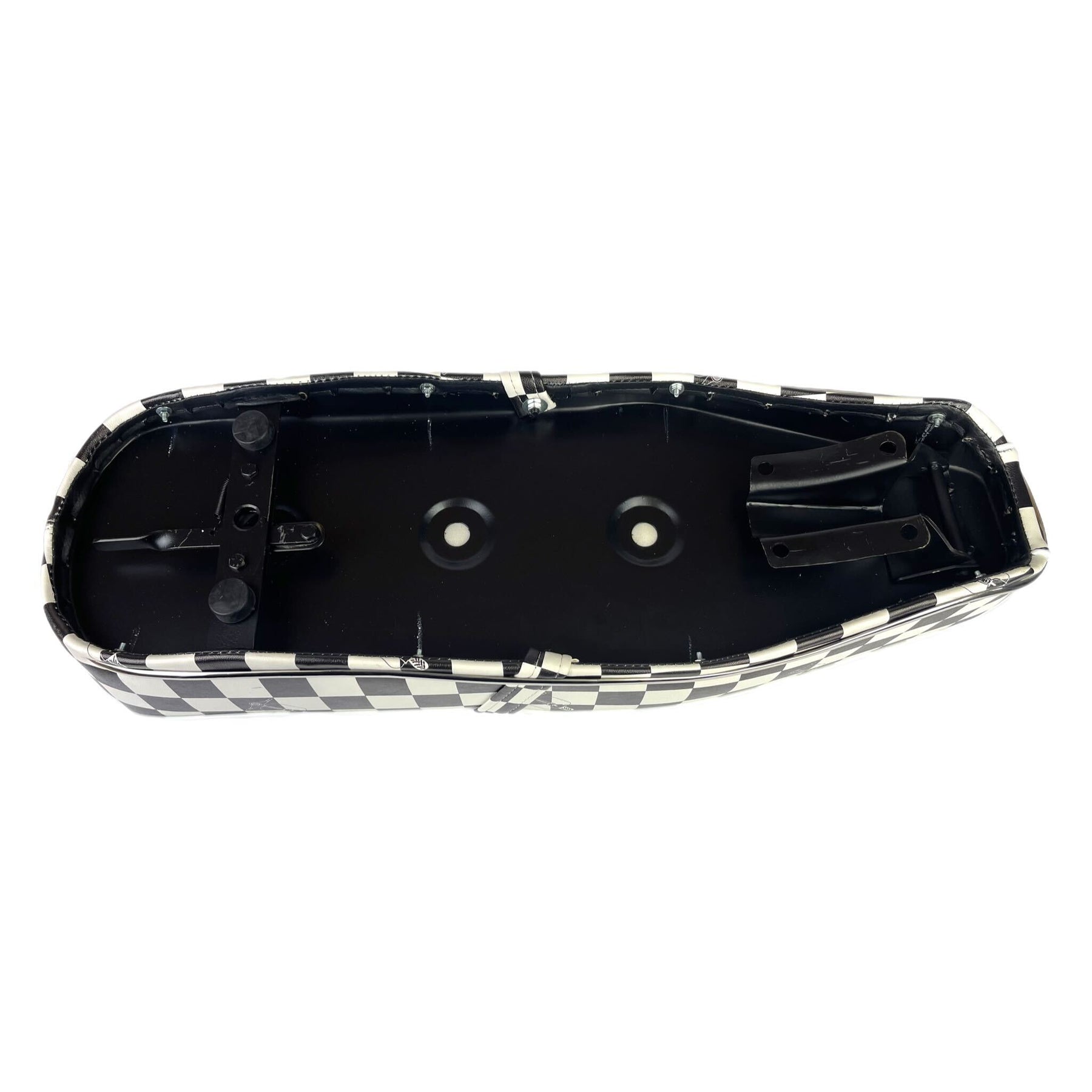 Lambretta Series 1 2 3 Li GP SX TV Pegasus Style Seat - Black & White Chequered With Stainless Steel Trim