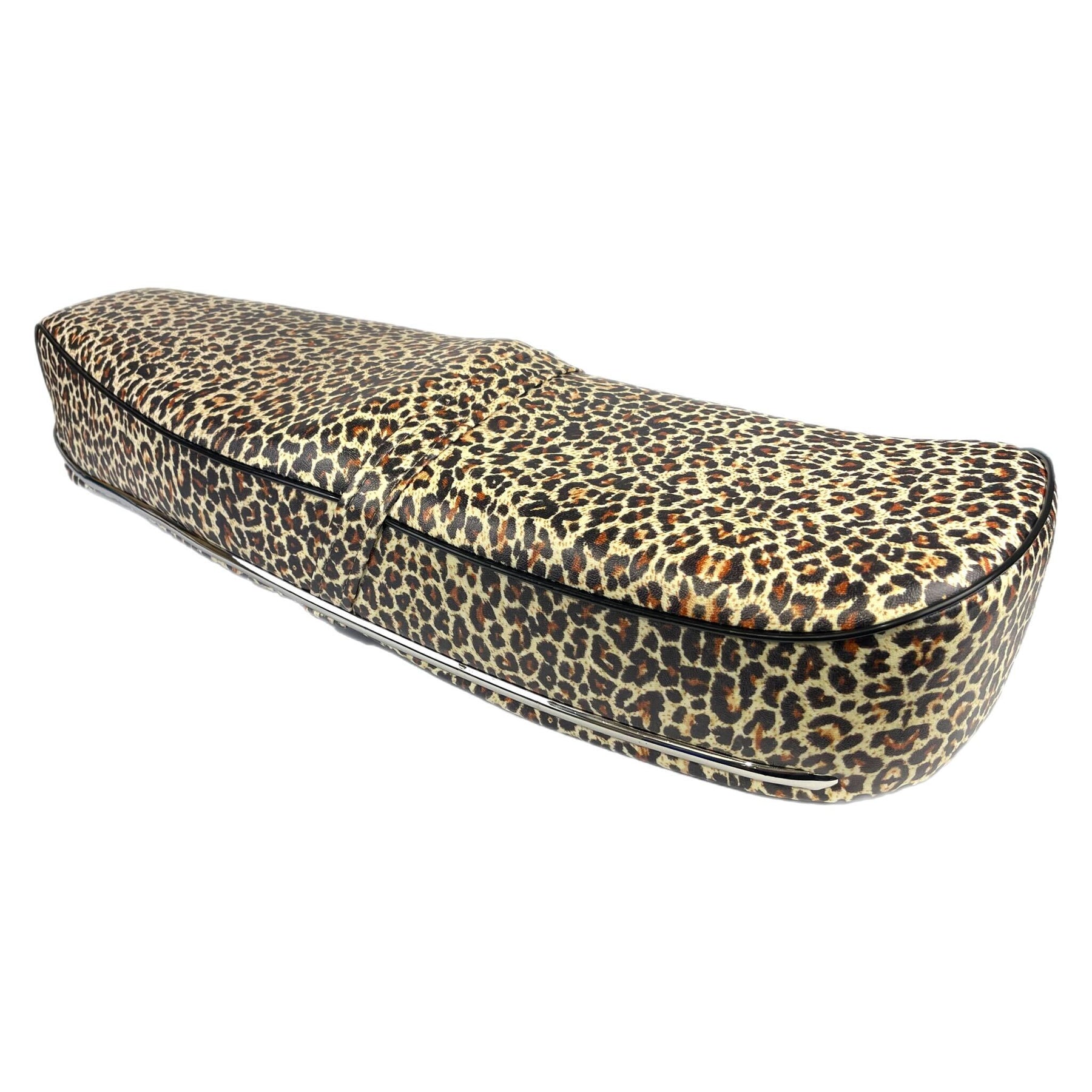 Lambretta Series 1 2 3 Li GP SX TV Pegasus Style Seat - Leopard Print With Stainless Steel Trim