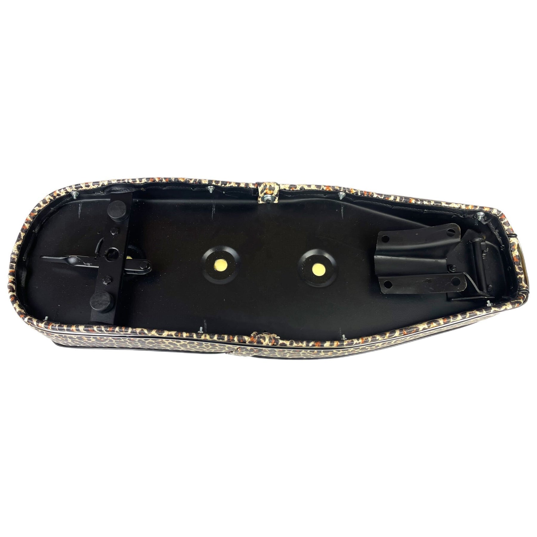 Lambretta Series 1 2 3 Li GP SX TV Pegasus Style Seat - Leopard Print With Stainless Steel Trim