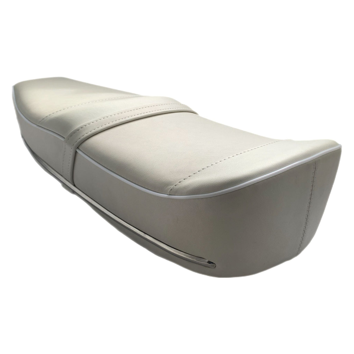 Lambretta Series 1 2 3 Li GP SX TV Pegasus Style Seat - White with Stainless Steel Trim
