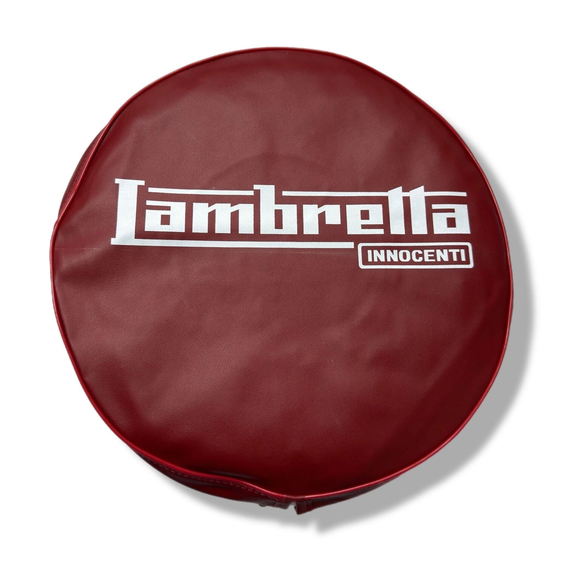 Lambretta 10" Spare Wheel Cover - Oxblood Red with White Logo