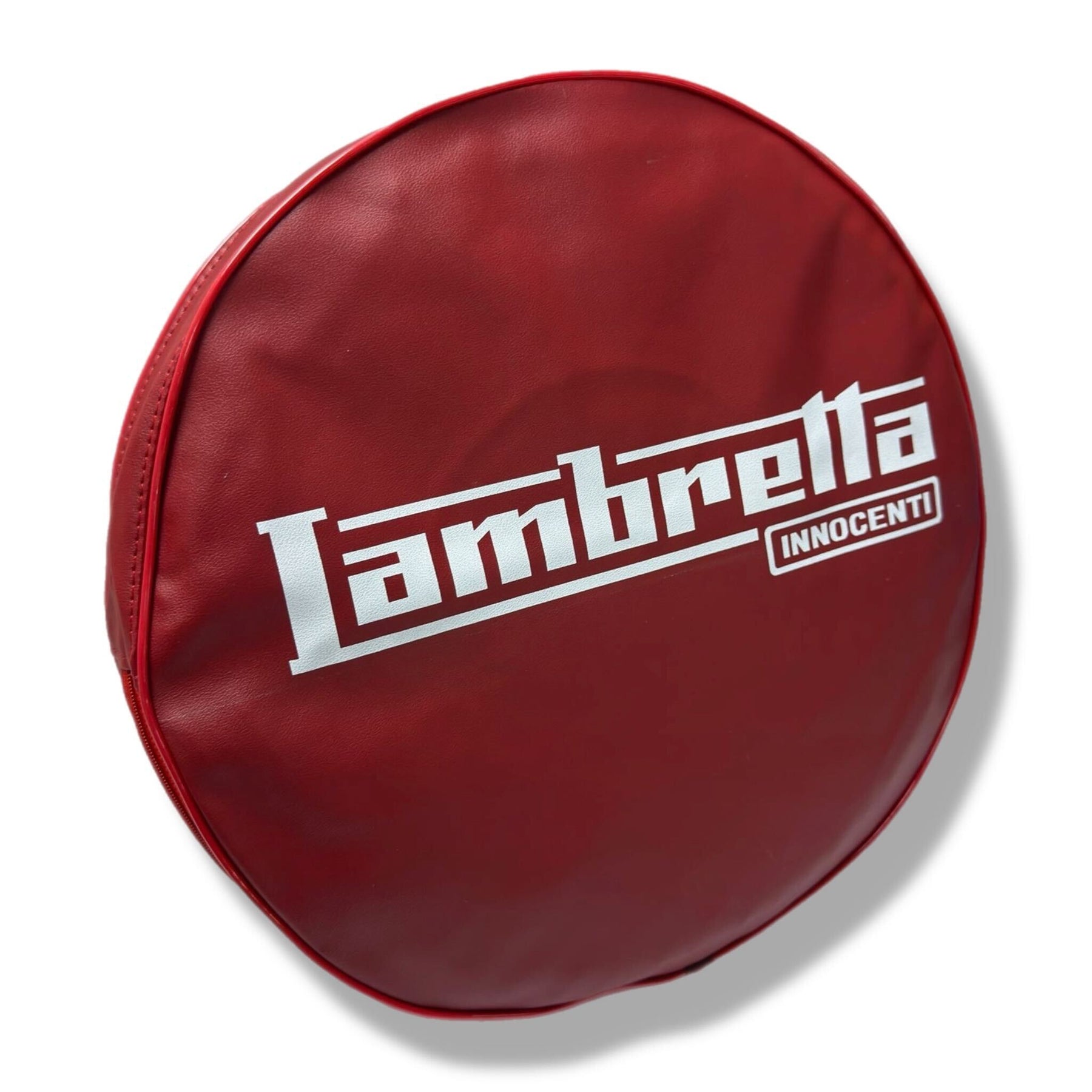 Lambretta 10" Spare Wheel Cover - Oxblood Red with White Logo