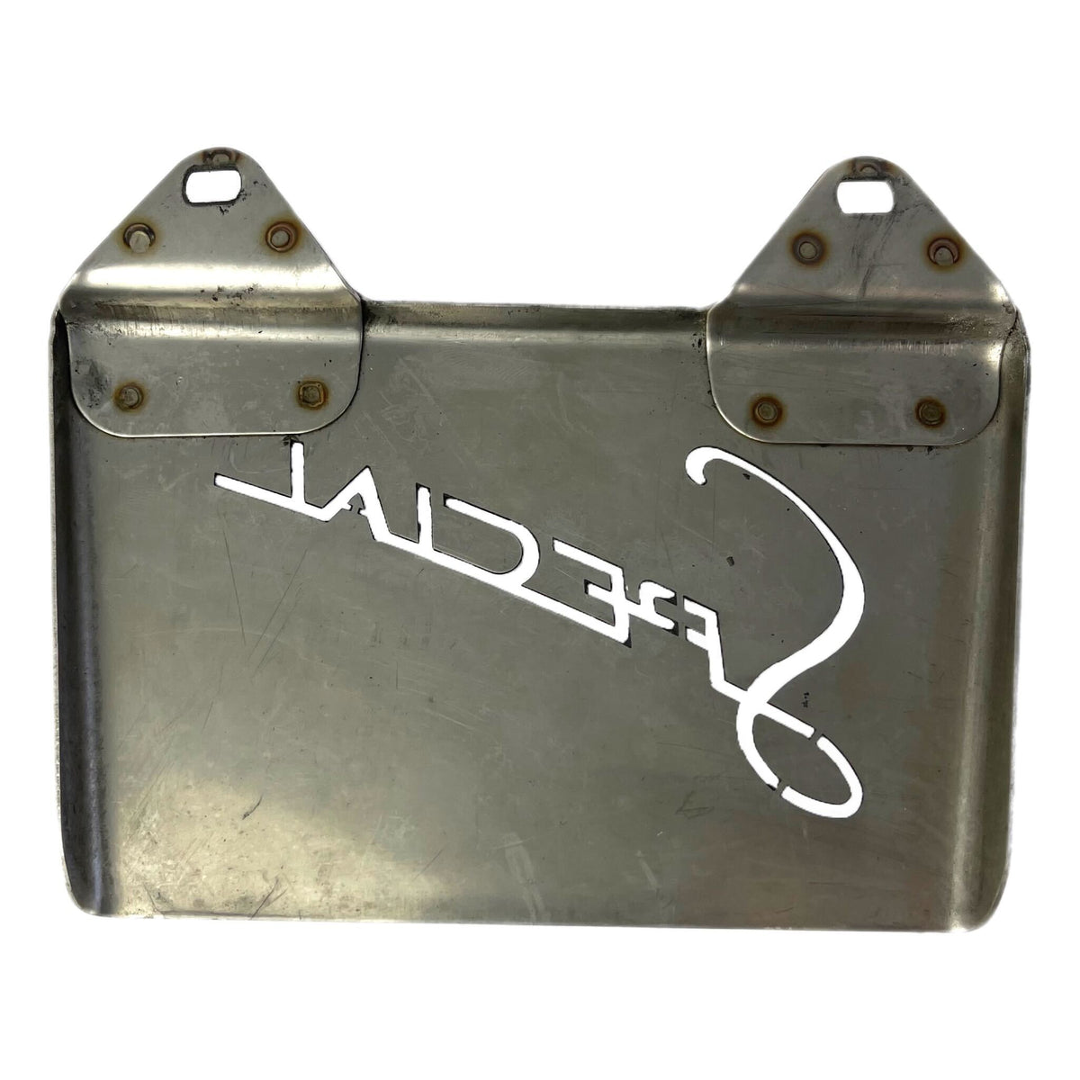 Lambretta Special Golden Silver Laser Cut Rear Mudflap - Polished Stainless Steel