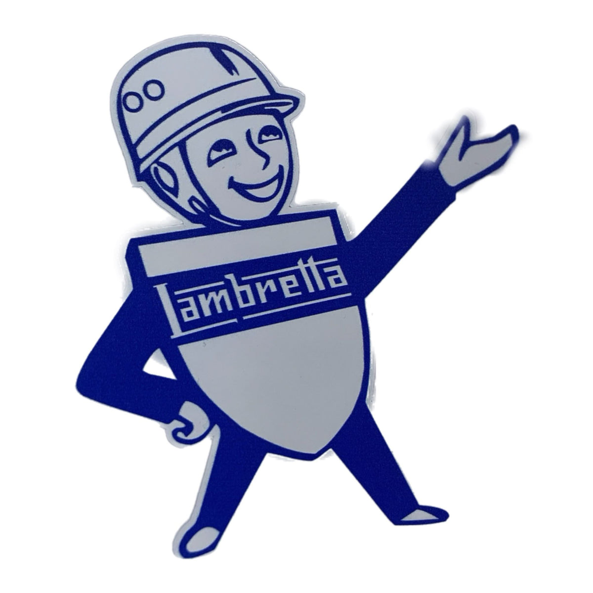 Lambretta Man Mr Lambretta Scooter Sticker Decal - Blue