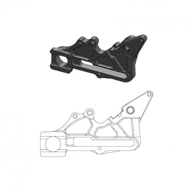 Moto-Master Husqvarna Oversize 240mm Disc Rear Caliper Adapter (Incl. clip for Magura caliper) - Black