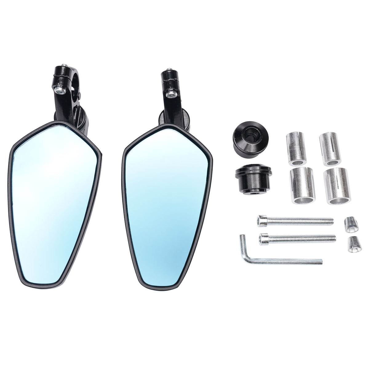 Bike It Universal Titan Bar End Mirrors Black Pair Motorcycle #U030