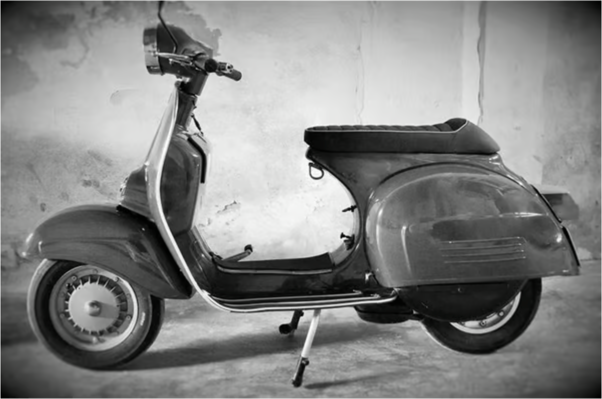 Vespa PX Super Sprint VBA/VBB GT/R 125-200cc NISA Sella Sport Racing Seat - Black / Grey Piping