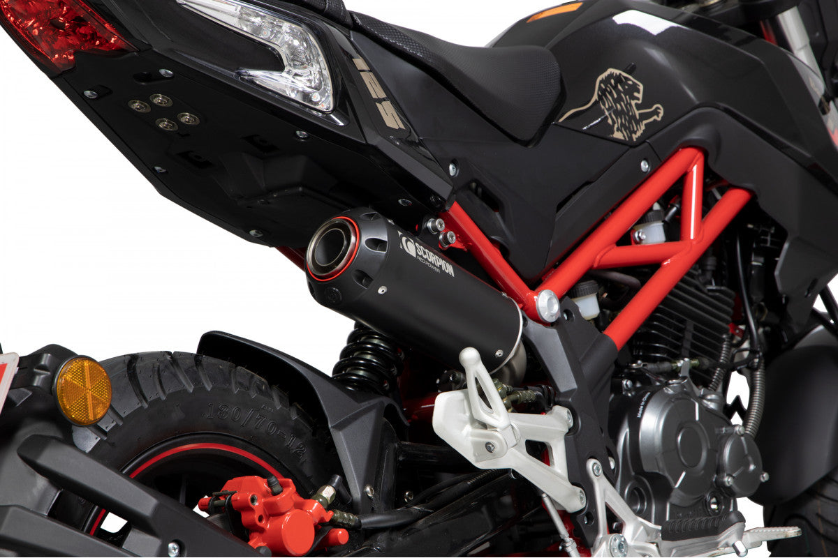Benelli TNT 125 (2017–2024) Scorpion Exhaust Red Power Slip-On – Ceramic Black