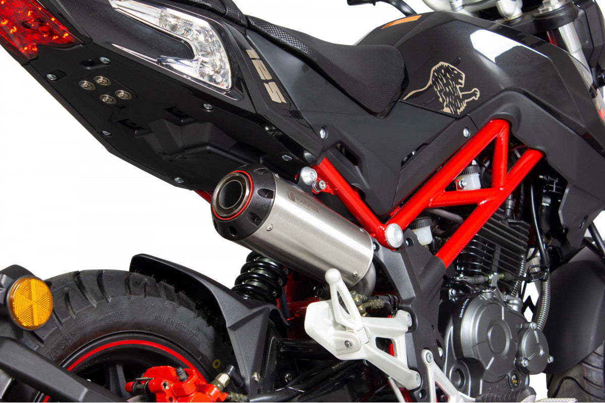 Benelli TNT 125 (2017–2024) Scorpion Exhaust Red Power Slip-On – Brushed Stainless