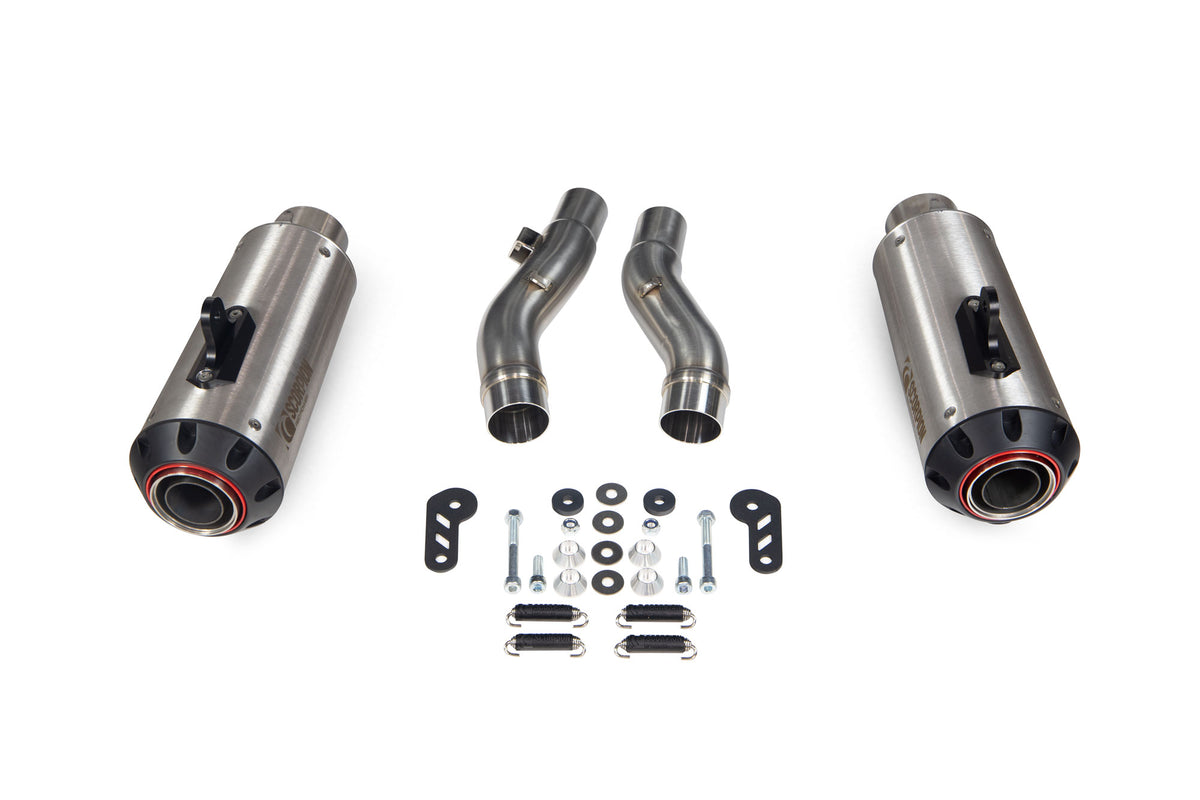 Kawasaki Z 1000 SX (2017–2019) Scorpion Exhaust Red Power Slip-on Pair - Brushed Stainless