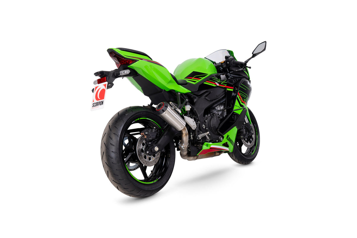 Kawasaki Ninja ZX-4RR (2023–2025) Scorpion Exhaust Red Power Slip-on - Brushed Stainless