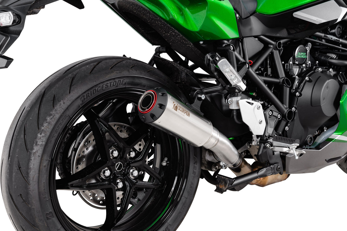 Kawasaki Ninja H2 SX (2022–2025) Scorpion Exhaust Red Power Slip-on - Brushed Stainless