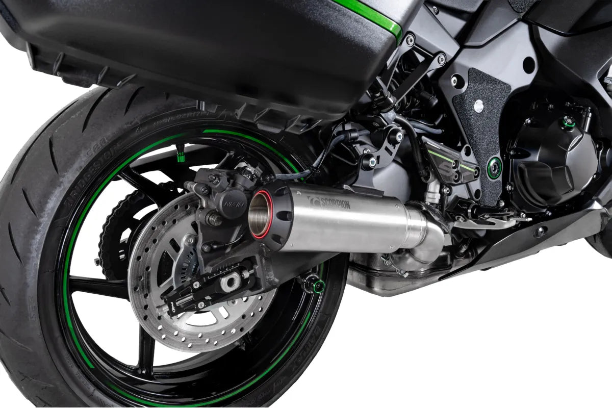 Kawasaki Ninja 1100 SX & SX SE, Euro 5+ (2025-2025) SCORPION Exhaust Red Power Slip-on – Brushed Stainless Steel