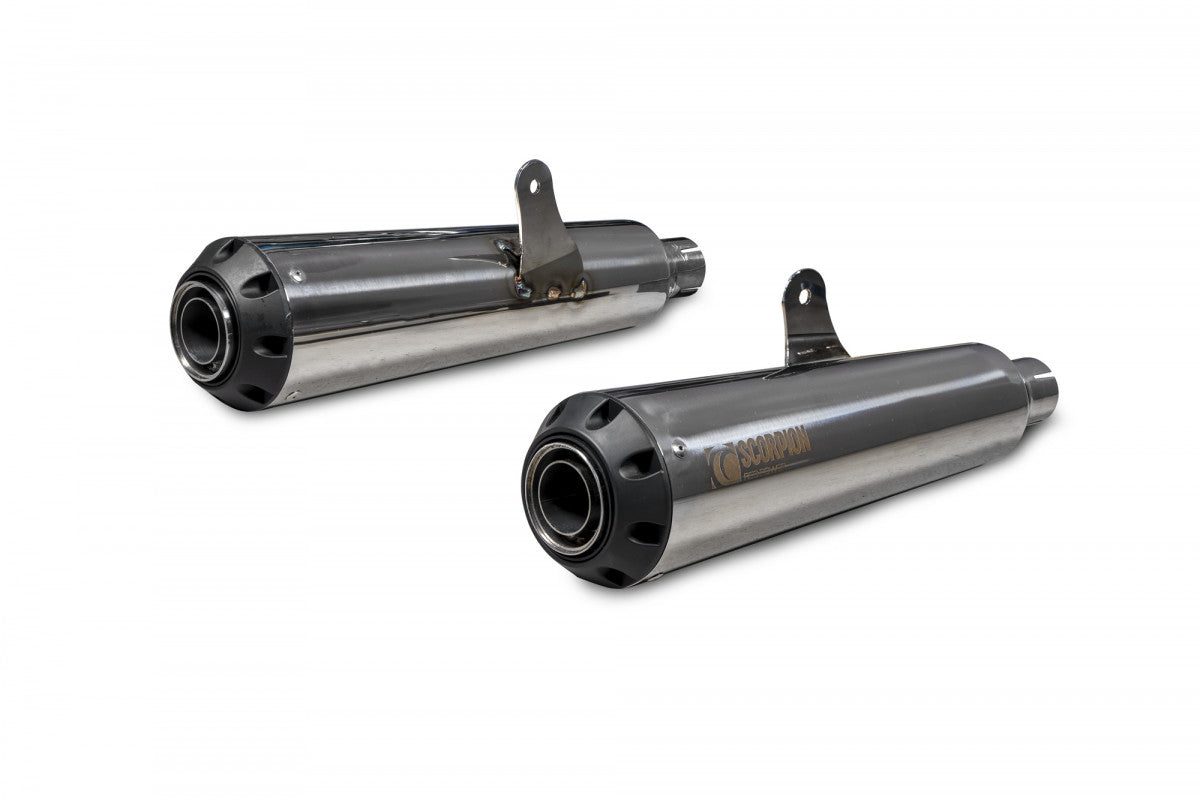 Royal Enfield Continental GT 650 (2019-2024) Scorpion Exhaust Serket Slip-On Pair - Brushed Stainless
