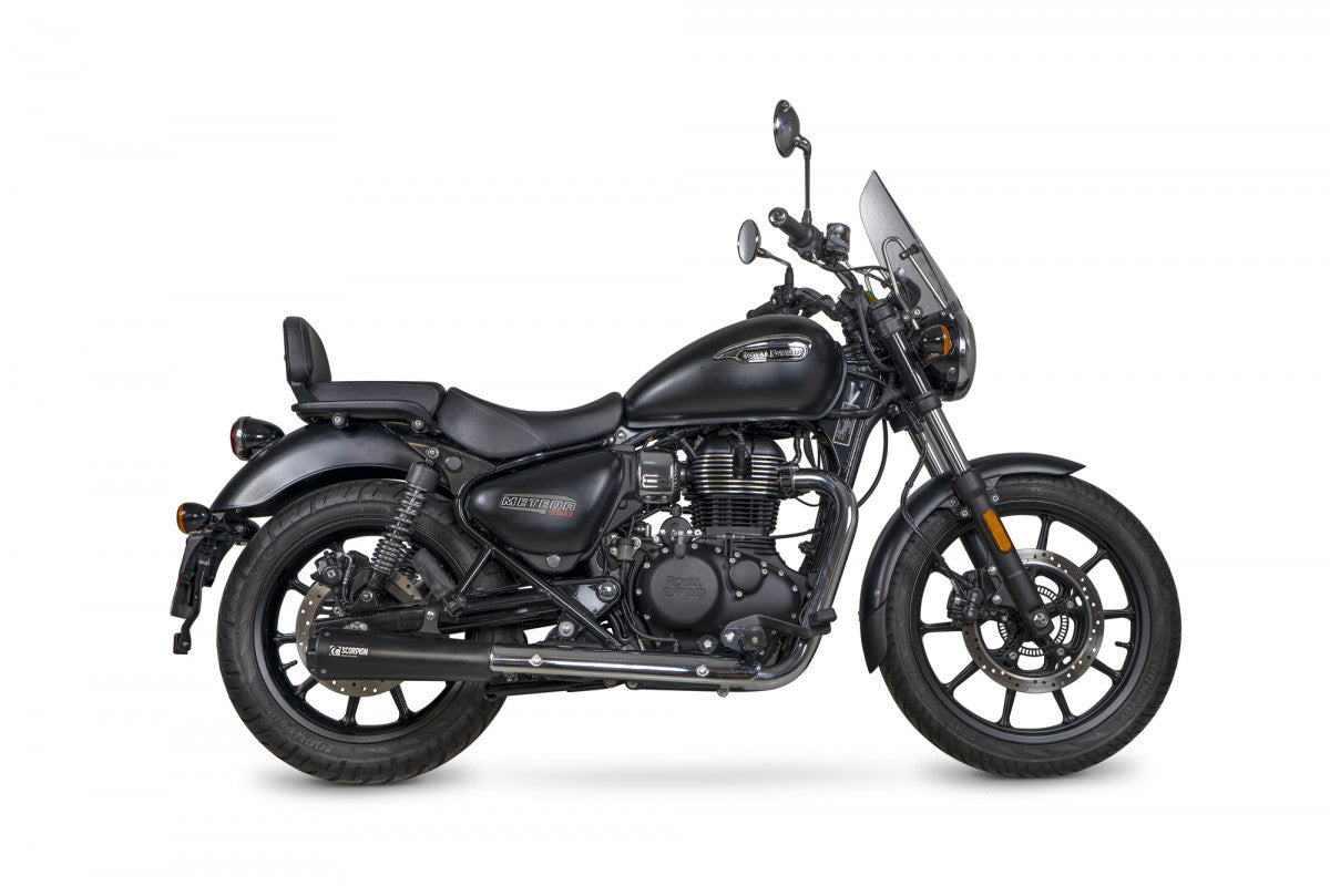 Royal Enfield Meteor 350 (2020–2024) Scorpion Exhaust Serket Slip-On – Black Ceramic