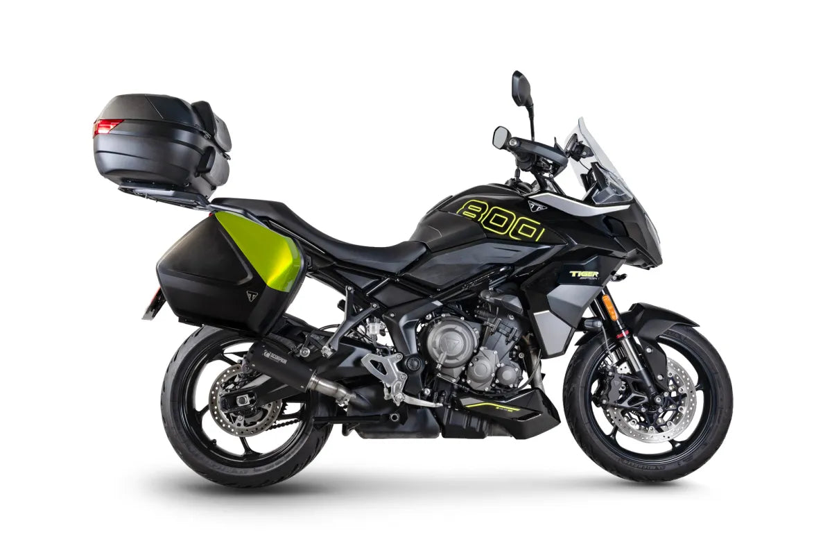 Triumph Tiger Sport 800 (2025-2026) With Panniers SCORPION Exhaust Red Power Slip-on – Black Ceramic