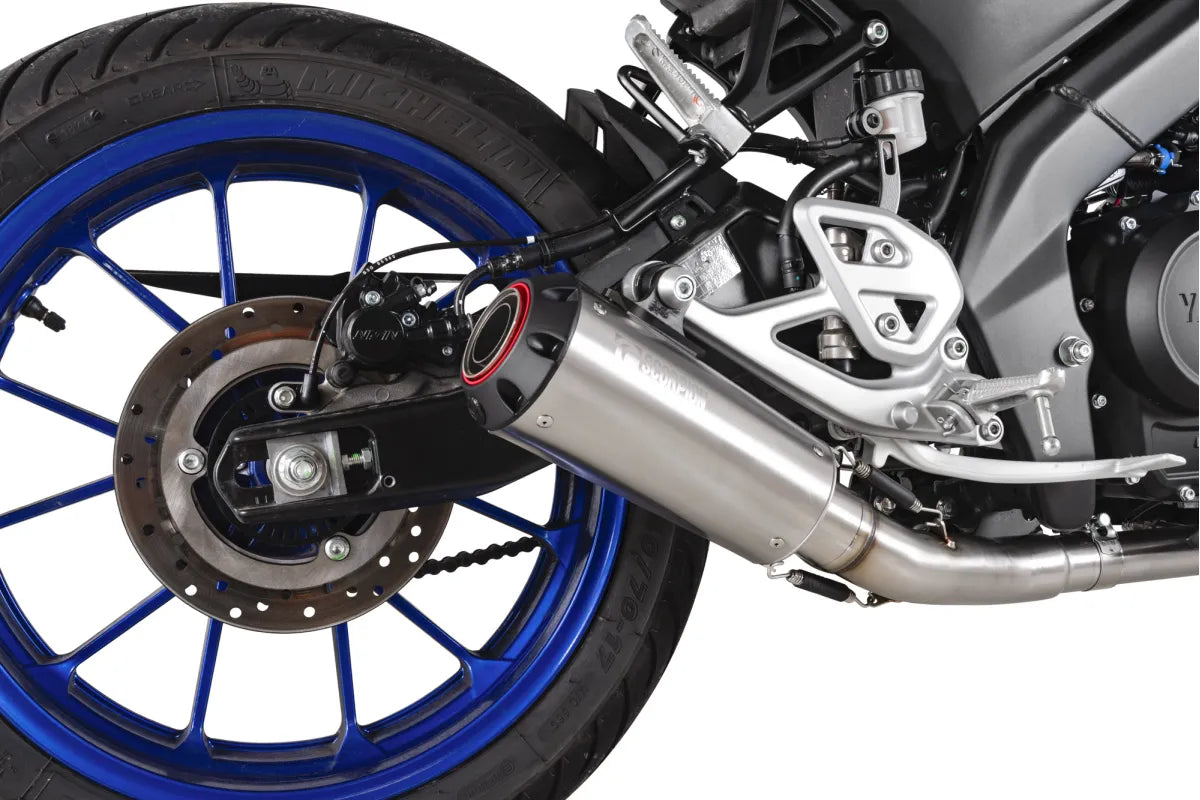 Yamaha MT-125 Euro 5+ (2024-2026) SCORPION Exhaust Red Power Full System – Brushed Stainless Steel
