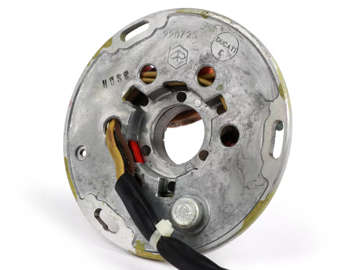 Vespa PX P125X P150X Stator 12V AC Points with voltage regulator with battery/signals 2 x yellow cable -Piaggio/Ducati NOS