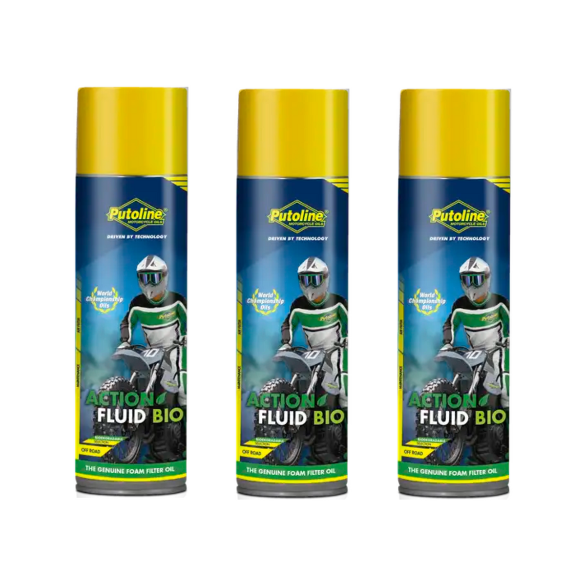 Putoline Action Fluid Bio Foam Air Filter Oil Spray 600ml 3 Pack