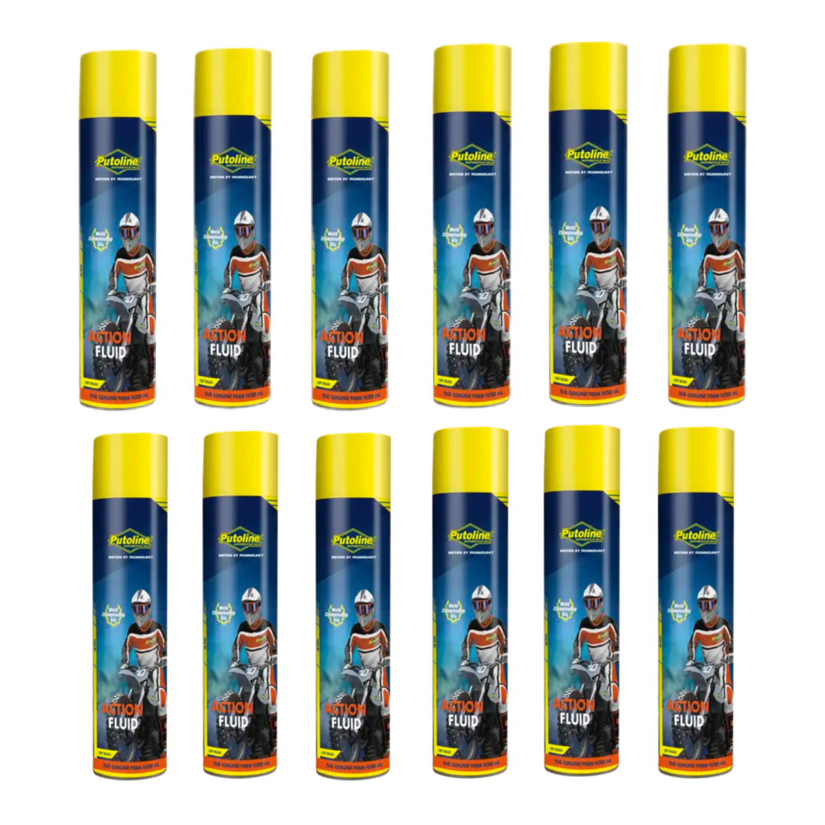 Putoline Action Fluid Motocross MX Enduro Foam Air Filter Oil Spray 600ml - 12 Pack
