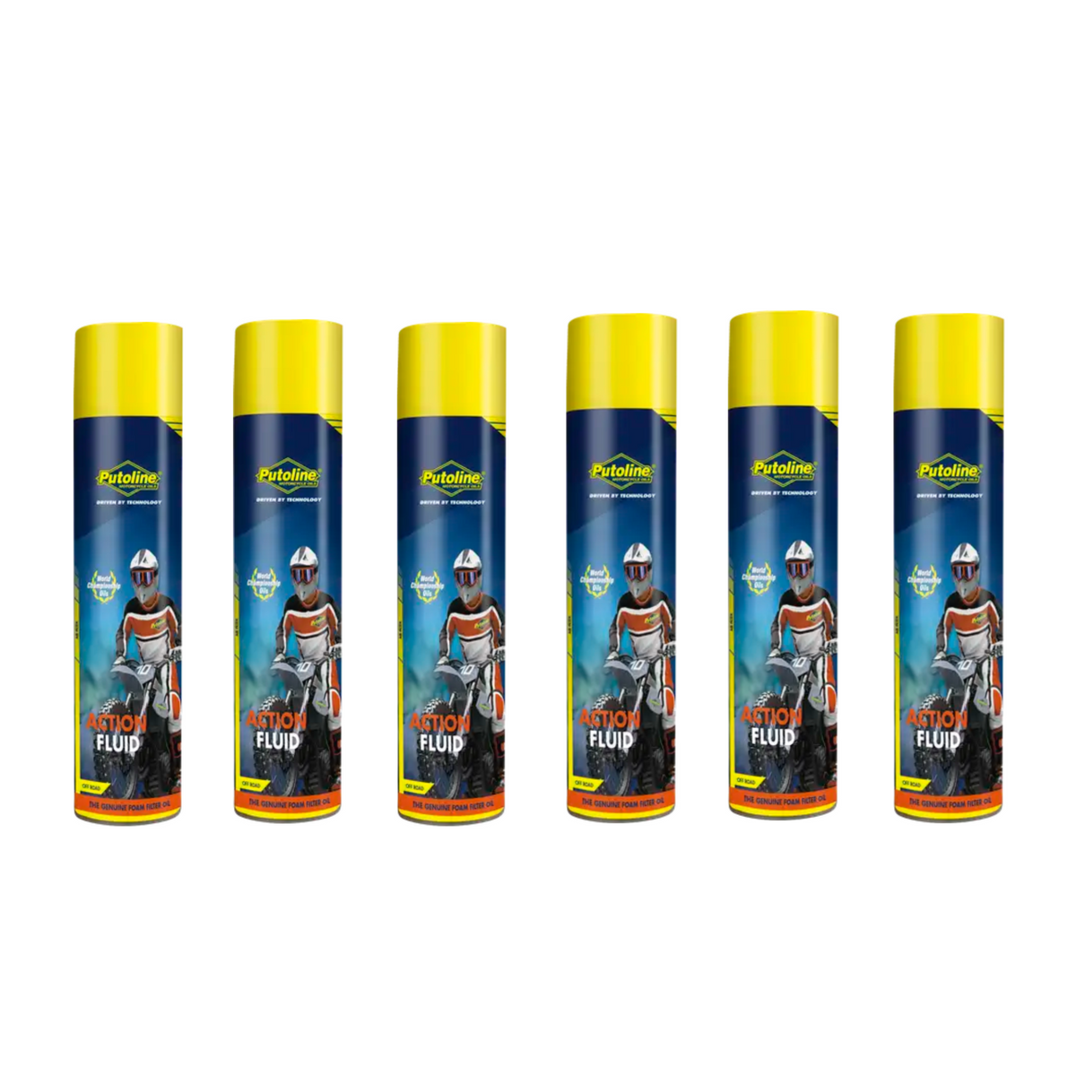 Putoline Action Fluid Motocross MX Enduro Foam Air Filter Oil Spray 600ml - 6 Pack