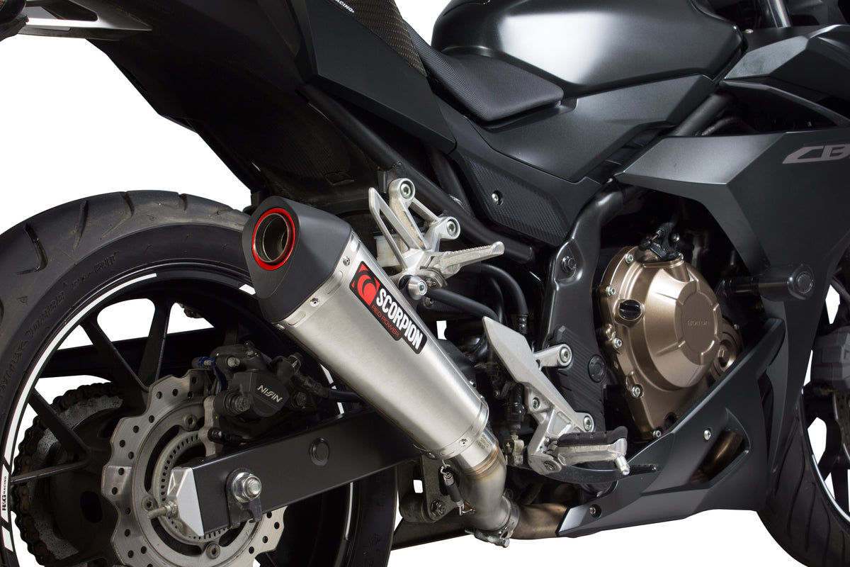 Honda CBR 500 R (2016–2018) Scorpion Exhaust Serket Taper Slip-on - Brushed Stainless