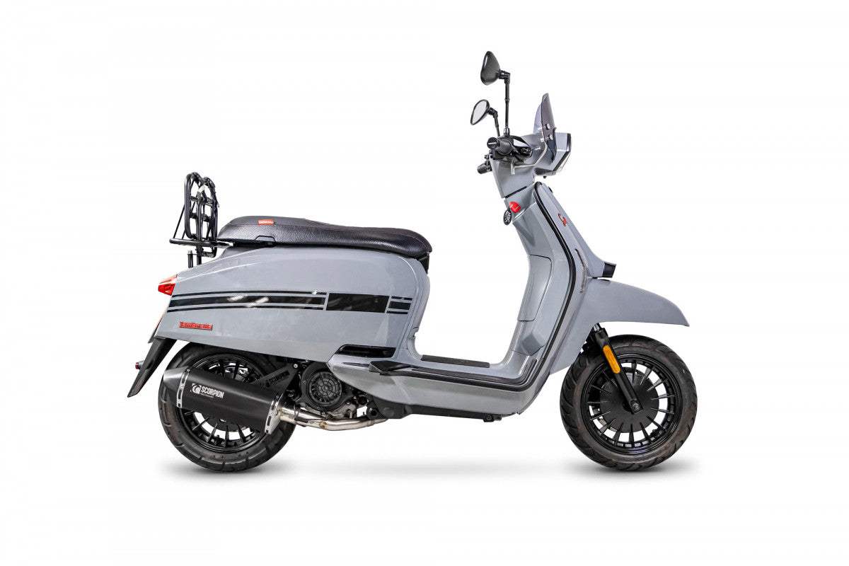 Lambretta V125 Special (2021-2025) SCORPION Performance Exhaust Serket Parallel Slip On – Black Ceramic