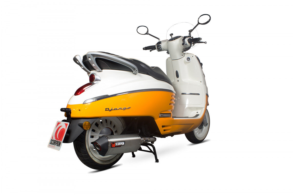 Peugeot Django 150 (EURO 4) (2017-2018) SCORPION Exhaust Serket Full System - Brushed Stainless Steel