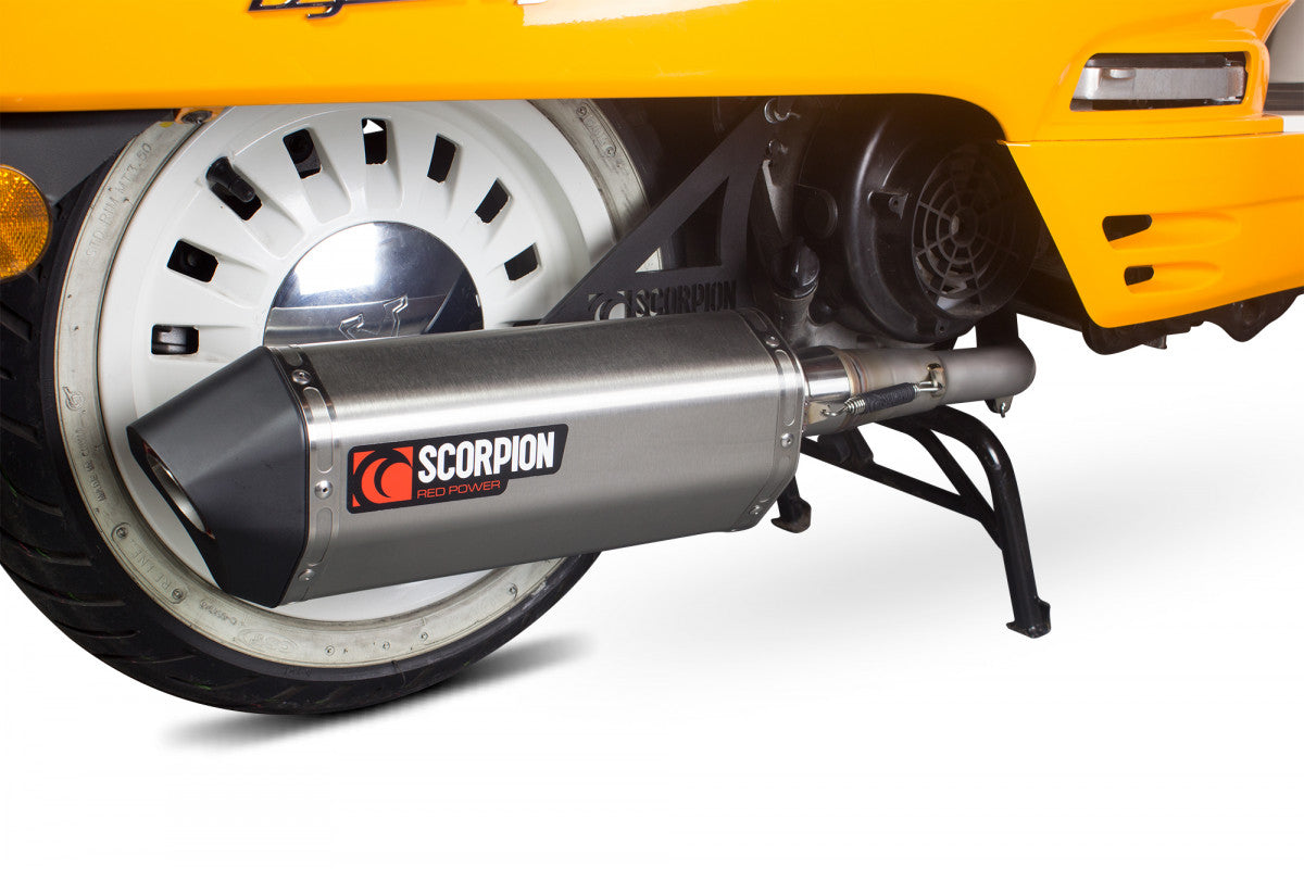 Peugeot Django 150 (EURO 4) (2017-2018) SCORPION Exhaust Serket Full System - Brushed Stainless Steel