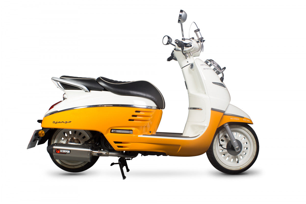 Peugeot Django 150 (EURO 4) (2017-2018) SCORPION Exhaust Serket Full System - Brushed Stainless Steel