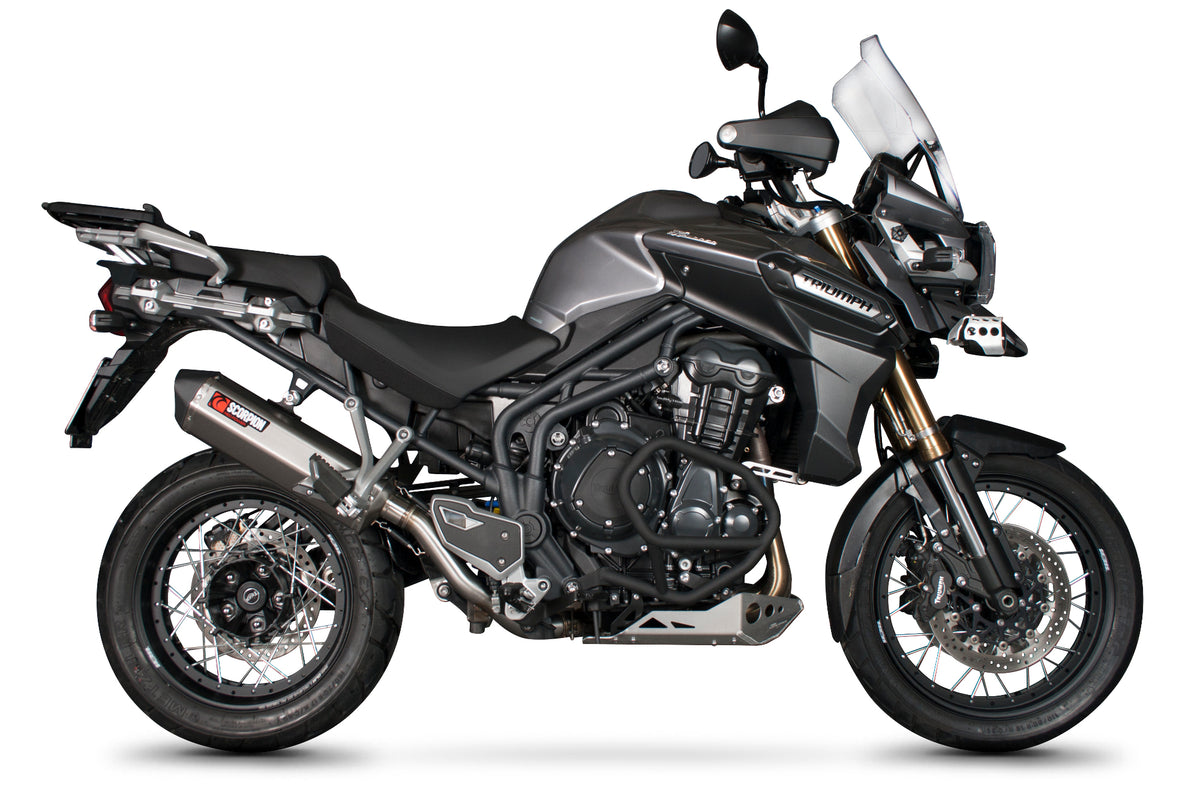 Triumph Tiger 1200 Explorer (2012–2015) Scorpion Exhaust Serket Parallel Slip-on - Brushed Stainless