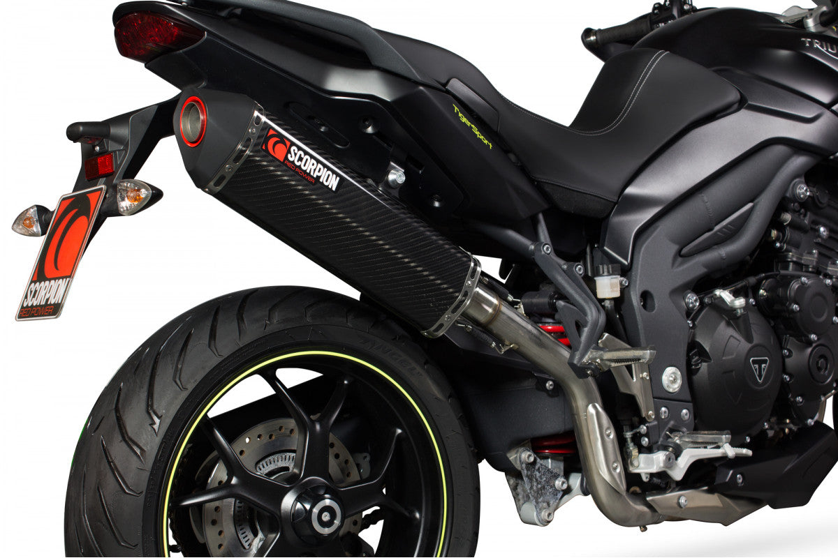 Triumph Tiger 1050 Sport (2013–2021) Scorpion Exhaust Serket Parallel Slip-on - Carbon Fibre