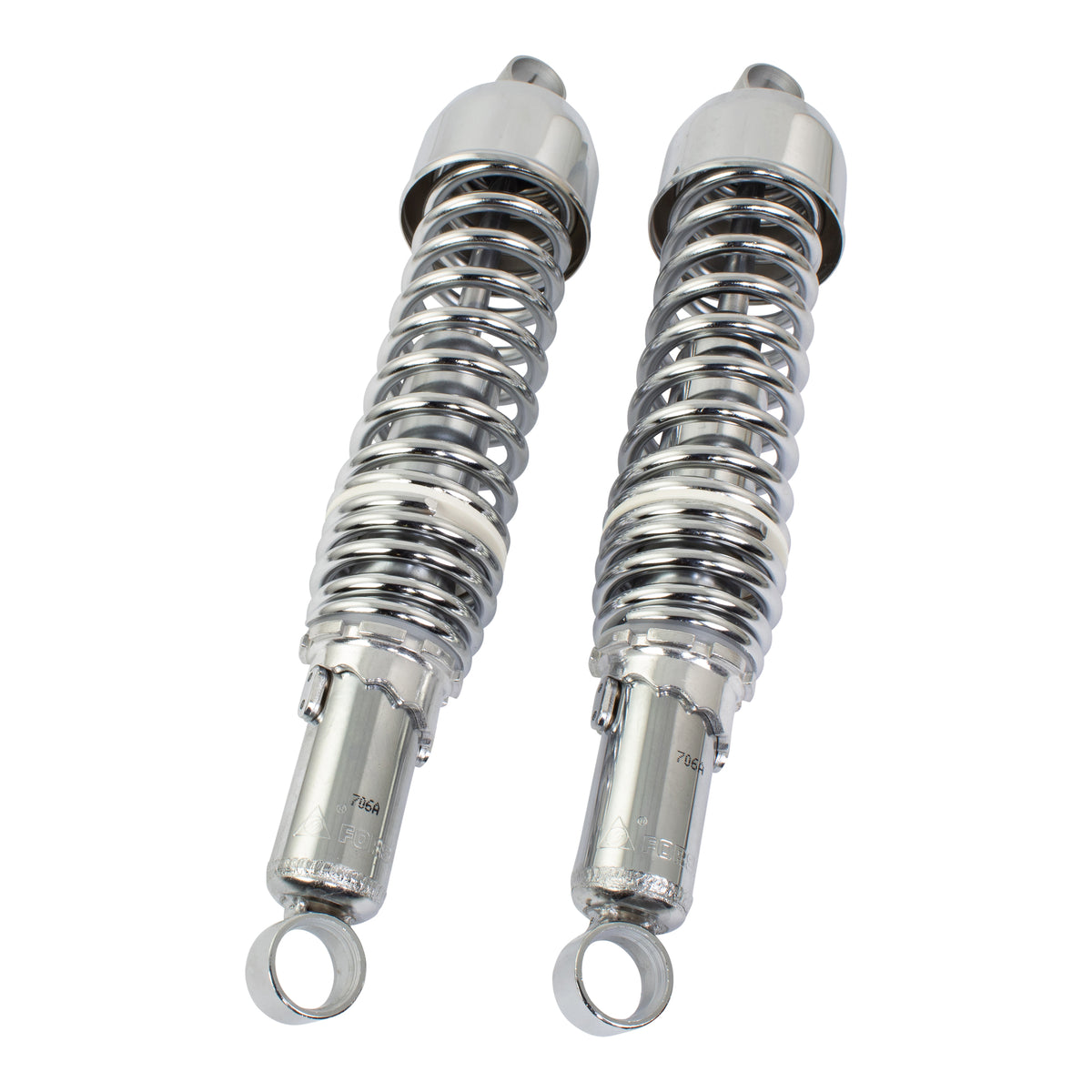 Bike It 365mm Eye-to-Eye Chrome Twin Shock Absorbers Universal Pair