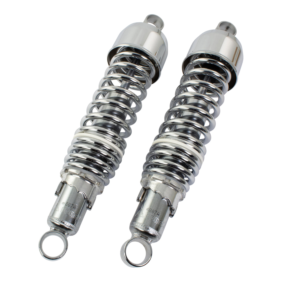Bike It 325mm Eye-to-Eye Chrome Twin Shock Absorbers Universal Pair