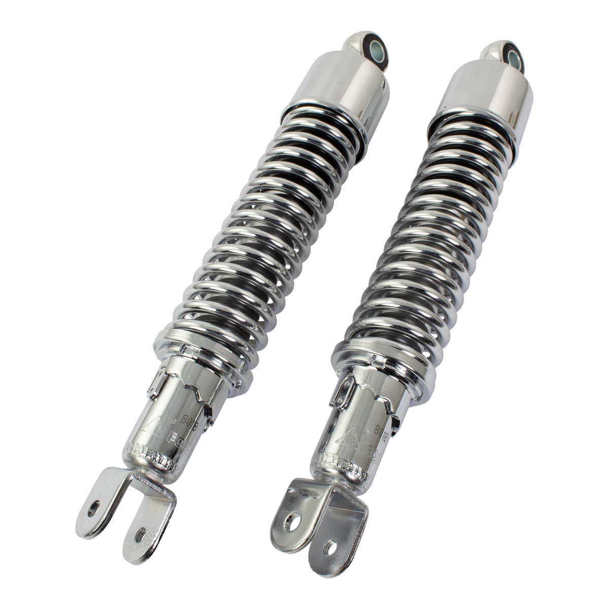 Bike It 320mm Eye-to-Fork Chrome Twin Shock Absorbers Universal Fit