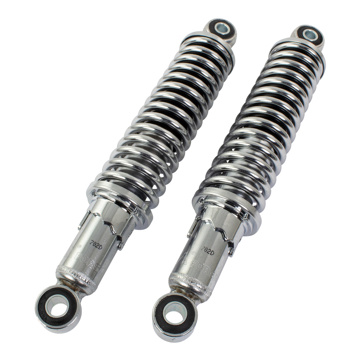 Bike It 280mm Eye-to-Eye Chrome Twin Shock Absorbers Universal Pair