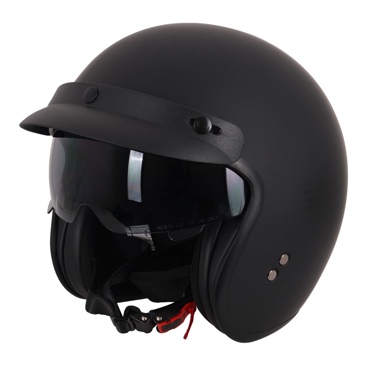 Stealth Open Face Helmet With Peak - Matt Black (Small - XXL)